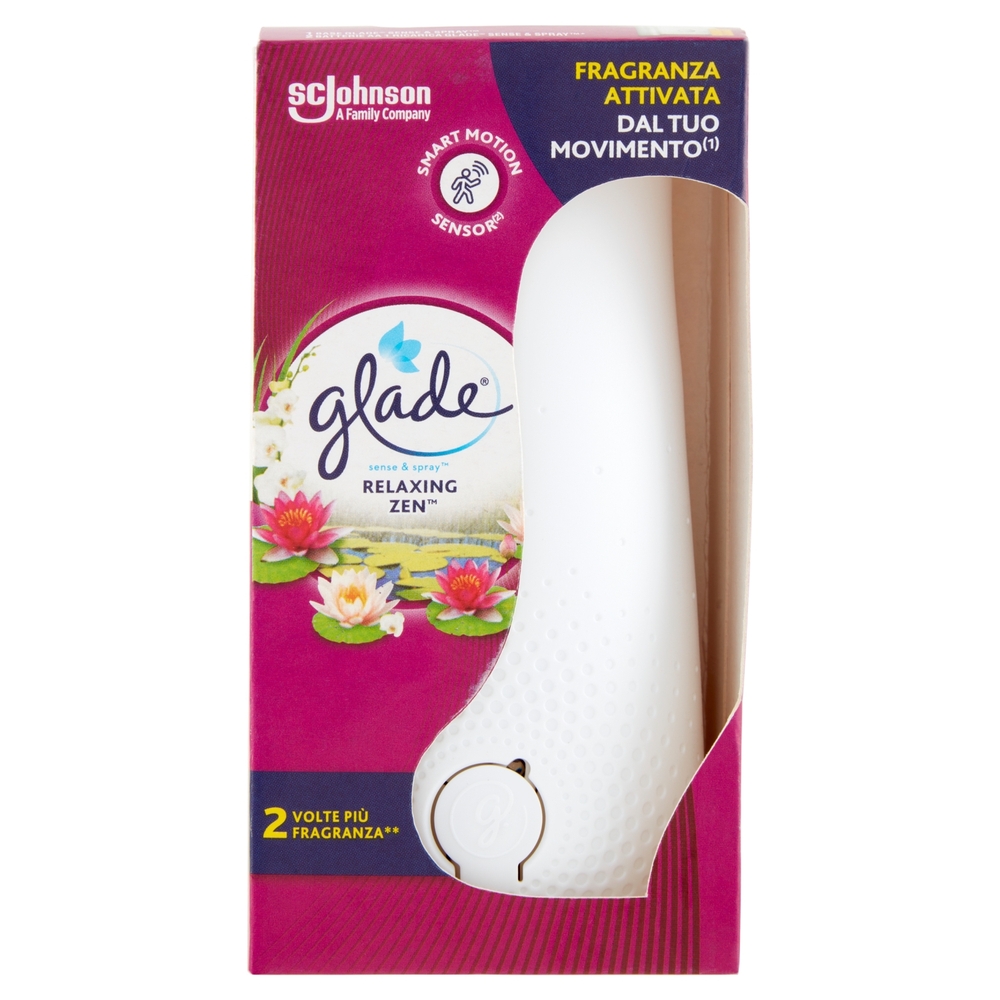 Glade Sense & Spray, Profumatore Ambiente con sensore di movimento, Fragranza Relaxing Zen 18 ml